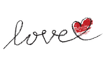 simple vector sketch crayon red love doodle hand draw
