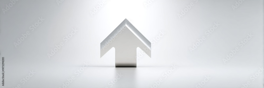 Poster clean and simple 3d upward arrow centered on white background