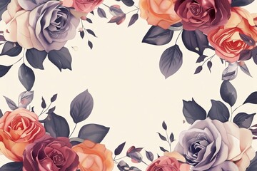Vector digital wedding invitation with floral illustration premium vector