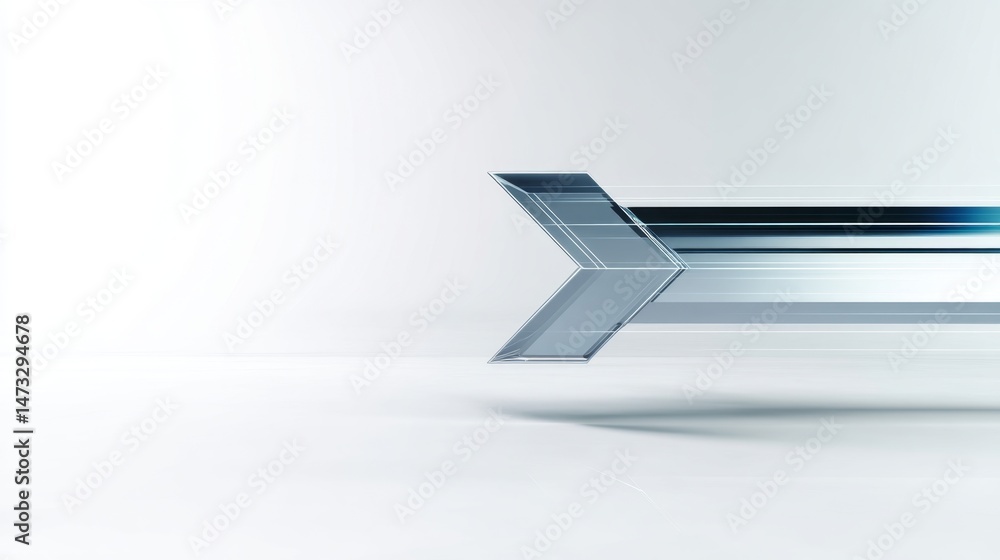 Poster glossy digital arrow concept floating in air with motion blur effect