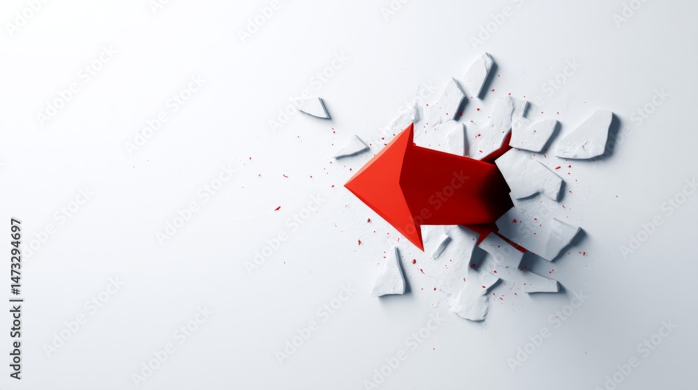 Poster dynamic growth arrow breaking through surface in 3d style design