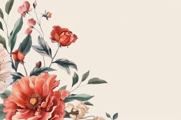 Vector digital wedding invitation with floral illustration premium vector