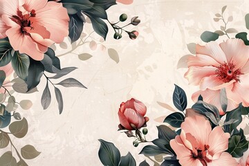 Vector digital wedding invitation with floral illustration premium vector