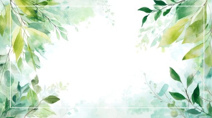 Summer Watercolor Green Foliage Border for Creative Projects