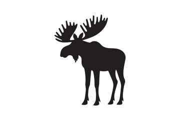simple and unobtrusive moose vector silhouette illustration isolated in white background