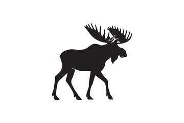 Fototapeta premium simple and unobtrusive moose vector silhouette illustration isolated in white background