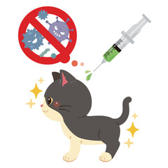 ワクチンを受ける猫のイラスト