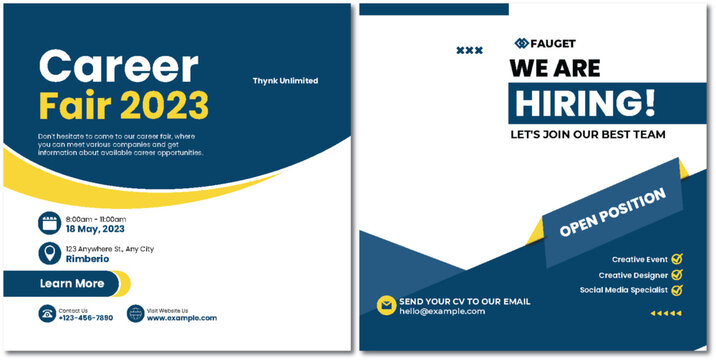 Job Fair and Recruitment Social Media Post Design for Career Growth