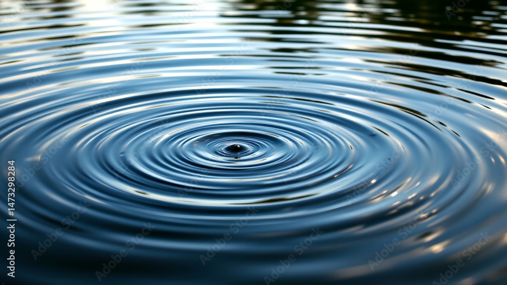 Fototapete serene scene of rippling water capturing moment when small disturbance causes concentric ripples to 