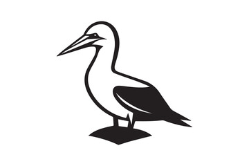 Obraz premium simple and unobtrusive Gannet bird vector silhouette illustration isolated in white background