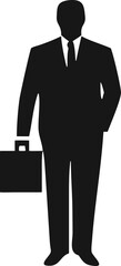 Businessman silhouette with briefcase in formal suit