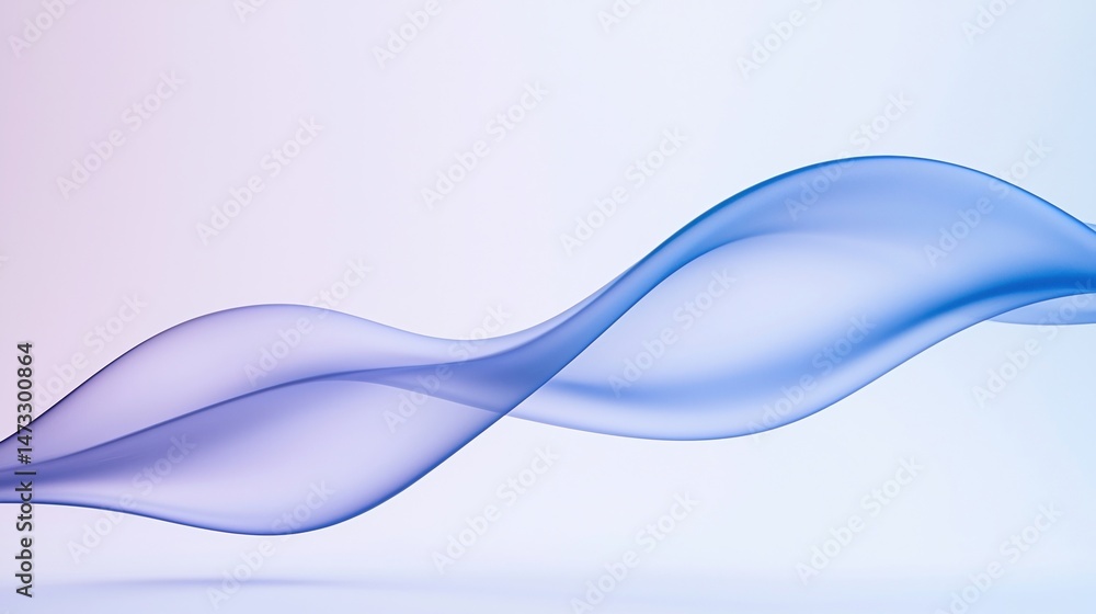 Poster abstract blue wave shapes flow smoothly on a light background, creating a calming and modern minimal