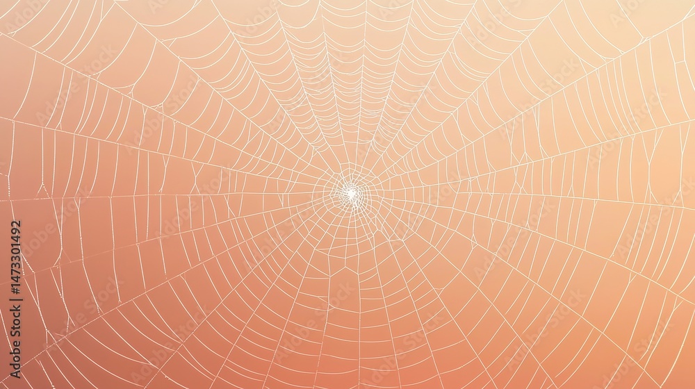 Poster a delicate spider web is displayed against a warm, gradient background, showcasing intricate pattern