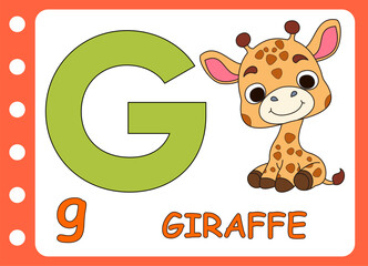 letter g for cute giraffe. kids education game