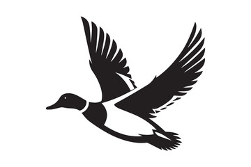 Obraz premium simple and unobtrusive flying Duck vector silhouette illustration isolated in white background