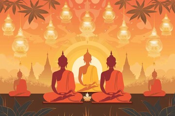 vector flat background for vesak festival celebration