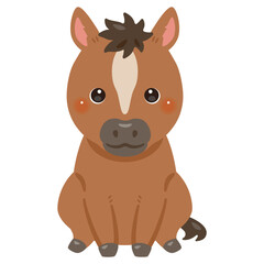 お座りしたウマのイラスト