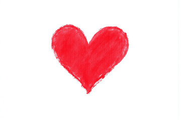 red heart drawn with a pencil on a white background