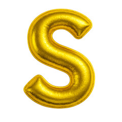 Shiny Gold 3D Inflated Balloon Bubble Font Letter S