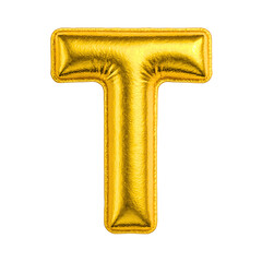 Shiny Gold 3D Inflated Balloon Bubble Font Letter T