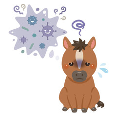 病気になったウマのイラスト