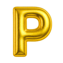 Shiny Gold 3D Inflated Balloon Bubble Font Letter P