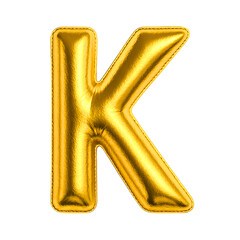 Shiny Gold 3D Inflated Balloon Bubble Font Letter K