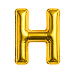 Shiny Gold 3D Inflated Balloon Bubble Font Letter H
