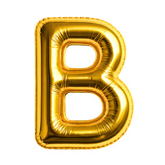 Shiny Gold 3D Inflated Balloon Bubble Font Letter B
