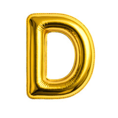 Shiny Gold 3D Inflated Balloon Bubble Font Letter D
