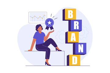 Illustration of Brand Reputation and Trust Building in Business. Illustrations for websites, landing pages, mobile apps, posters and banners