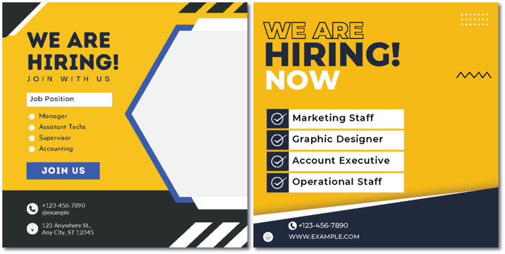We are hiring now announcement banner template for social media post
