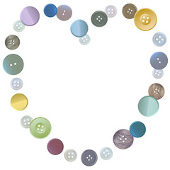 カラフルなボタンのハート型フレーム