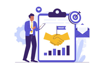 Illustration of Public Trust and Business Relationship Building. Illustrations for websites, landing pages, mobile apps, posters and banners