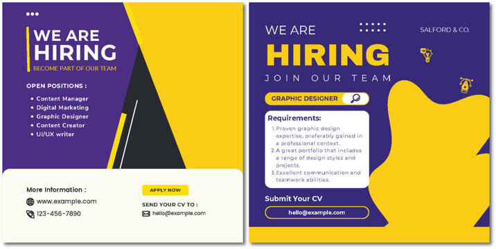 Creative Job Opportunity Announcement with Graphic Designer Position Open