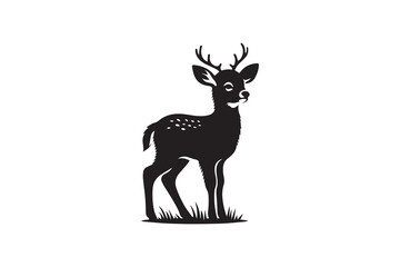 simple and unobtrusive Baby deer vector silhouette illustration isolated in white background