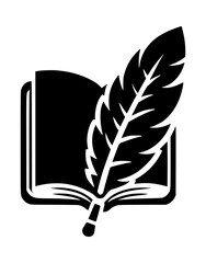 Feather Book Icon Logo Black Vector Education Design