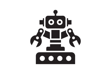 Fototapeta premium simple and unobtrusive Steampunk robot vector silhouette illustration isolated in white background