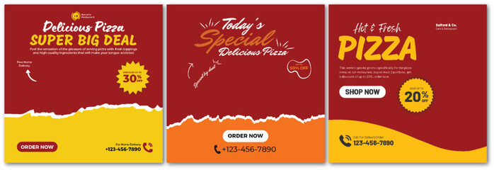 Eye-Catching Pizza Promotion Banners for Social Media Engagement
