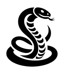 Fototapeta premium Snake Cobra Icon Logo Black Vector White Background