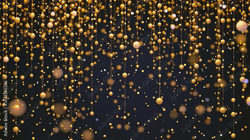 Poster golden sparkling orbs falling abstract visuals studio setting enchanting atmosphere close-up view ce