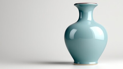 Elegant simplicity, a striking blue vase on pristine white surface in minimalist setting