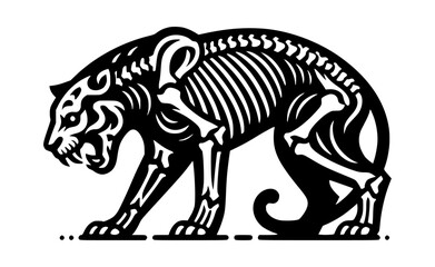 Tiger Skeleton Icon Logo Black Vector Animal Design