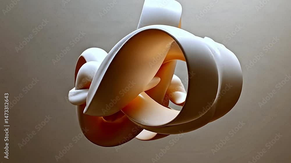 Poster dynamic abstract sculpture design modern art gallery 3d render minimalist environment close-up view 