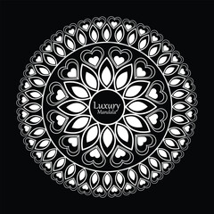 Wedding invitation with a cute black and white floral mandala