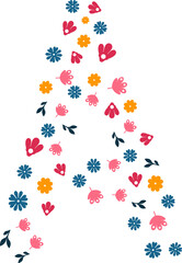 Colorful monogram flowers alphabet 