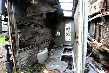 Utopian ruins abandoned ambulance Soviet vehicle