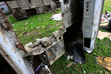 Utopian ruins abandoned ambulance Soviet vehicle