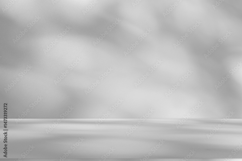 Aufkleber wall interior background, studio and backdrops show products.with shadow from window color white and
