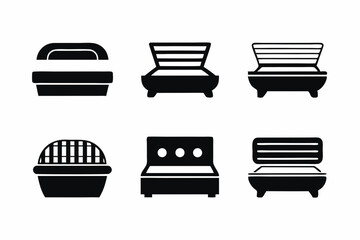 set of Tanning Bed silhouette vector illustration